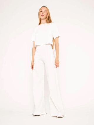 Ponte Knit Wide Leg Pant - Off White