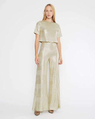 Metallic Wide Leg Pant - Gold