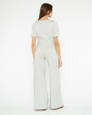 Ponte Knit Wide Leg Pant - Heather Grey