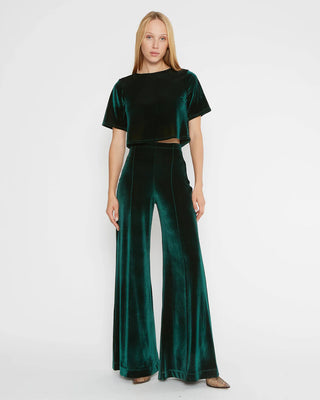 Velvet Wide Leg Pant - Emerald