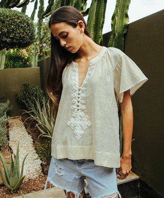 Passementerie Top - Gold/White