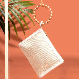 The Sadie Cream Woven Wristlet