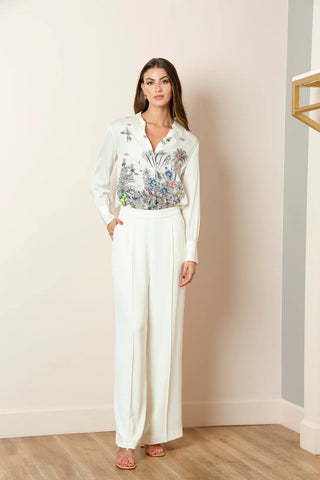 Pintuck Wide Leg Pants-