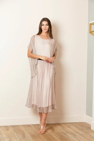 Solid Silk Flared  Skirt - Pink