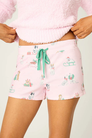 PJ Shorts - Peace & Pawlidays - Pink
