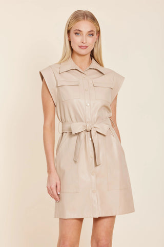 Vegan Wrap Dress-Beige