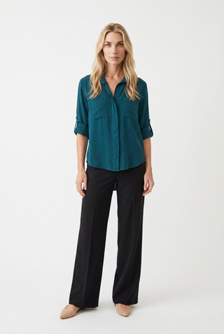 Split Back Button Down Shirt