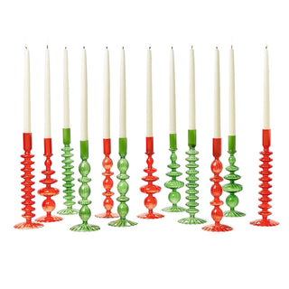 Hand-Blown Glass Candlesticks Red Style 1