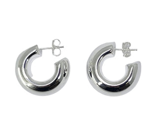 Scooped Hoops- Shiny Silver Plated