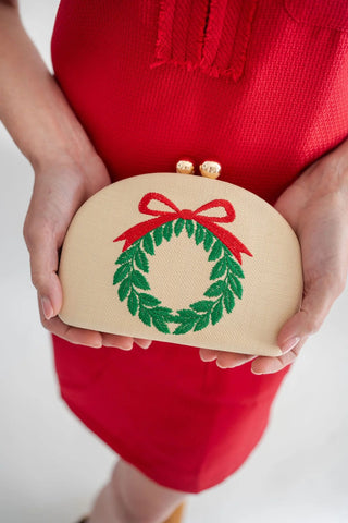 Wreath Embroidered Clutch