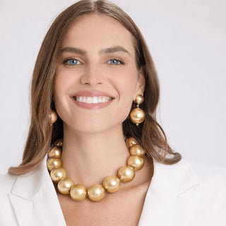 Marylynn Worn Gold Ball Drop Earrings