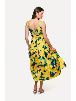 Alice Dress - Yellow w/ Navy Watercolor