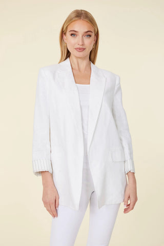 Pinstripe Cuff Linen Blazer