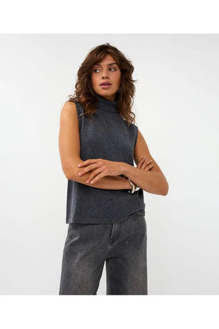 Sleeveless Wool Sweater - Dark Grey Melange