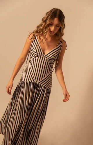 Vanessa Maxi Dress - Navy Stripes