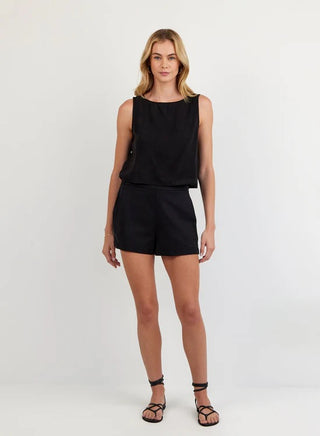 Clean Front Shorts- Vintage Black