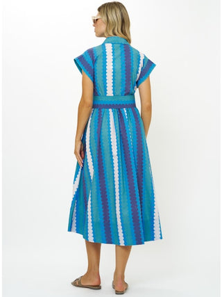 Belted Shirt Dress - Meko Blue