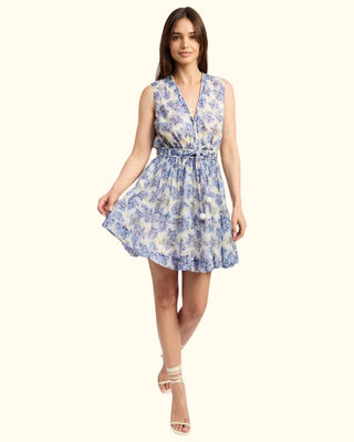 Odessa Mini Dress - Ivory Blue Multi