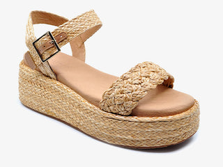 Lacy Wedge- Toast Raffia