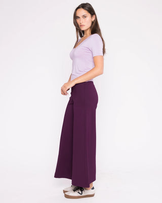 Wide Leg Pant Cropped Plum