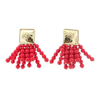 Red Beaded Earring