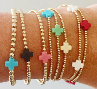 3mm Gold filled Cross Bracelet