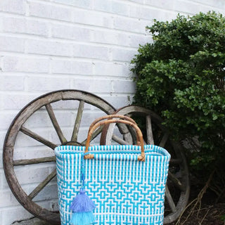Bamboo Preppy Tote - Tile Sky