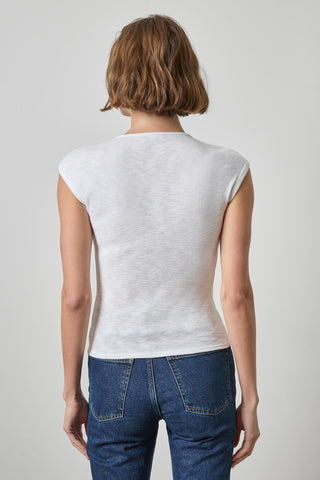 Extended Shoulder Slim Tee- White