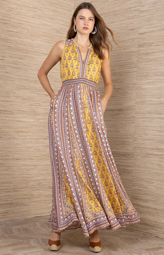 Solana Halter Maxi Dress- Yellow