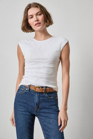 Extended Shoulder Slim Tee- White
