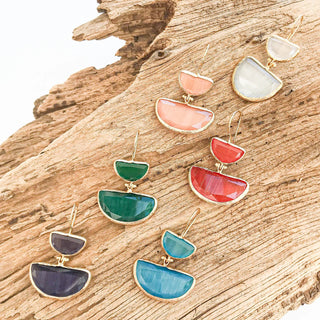 The Regina- Luxe Double Bezel Drop Stone Earrings