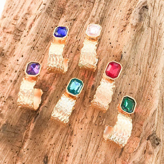 The Madelyn Rhinestone Base Wavy Drop Hammered Hoop