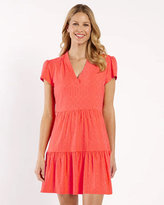 Ginger Jacquard Dress- Garden Gate Coral