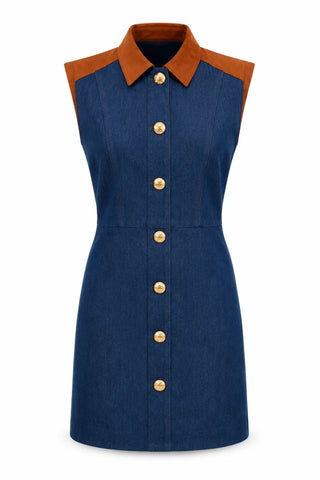 Chris Dress- Denim/Suede