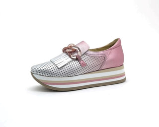 Cynthia Sneaker in Silver/Blush