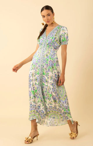 Ila V-Neck Maxi Dress - Green