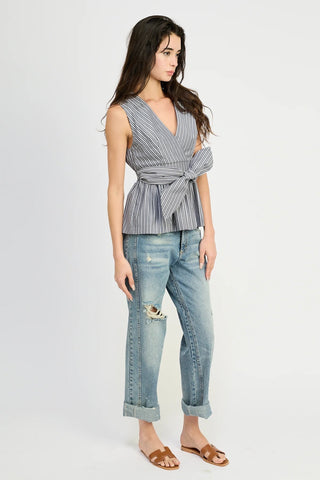Ambrose Sleeveless Top - Navy White