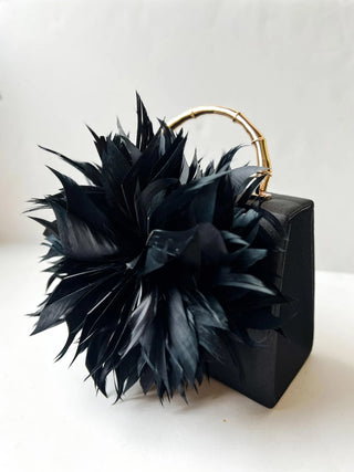 Black Lulu Clutch w/ Feathers
