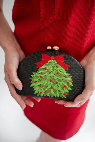 Mistletoe Embroidered Clutch