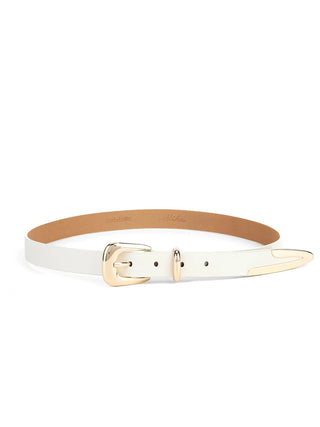 Modern Saddle Belt- Vanilla Leather With Gold Hardware