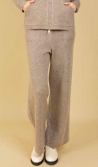 Straight Leg Knit Sweatpants- Khaki