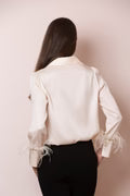 Silk Blouse w/Feathers - Champagne