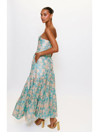 Phoebe Dress - Teal Vintage Vining Floral