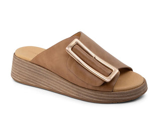 Ela Wedge Slide - Camel Leather