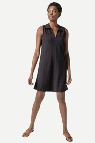 Sleeveless Collared Dress - Black