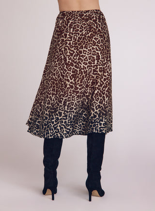 Gathered Skirt - Ombre Leopard Print