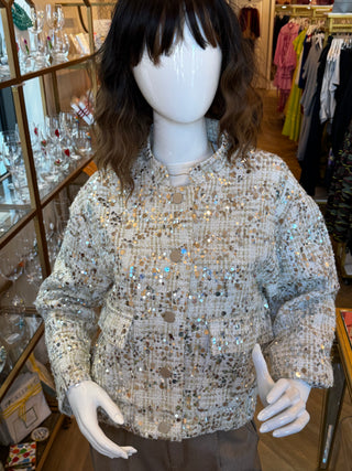 Sequin Bomber Jacket - Off White