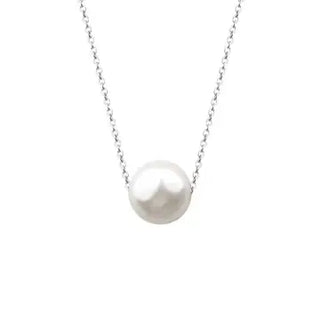 Ellie Single Pearl Necklace - Silver - 8mm
