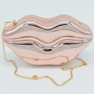 Lips Handbag Clutch - Rose Gold