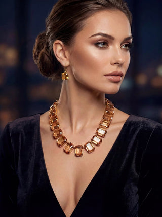 Square Drop Earrings Swarovski- Topaz